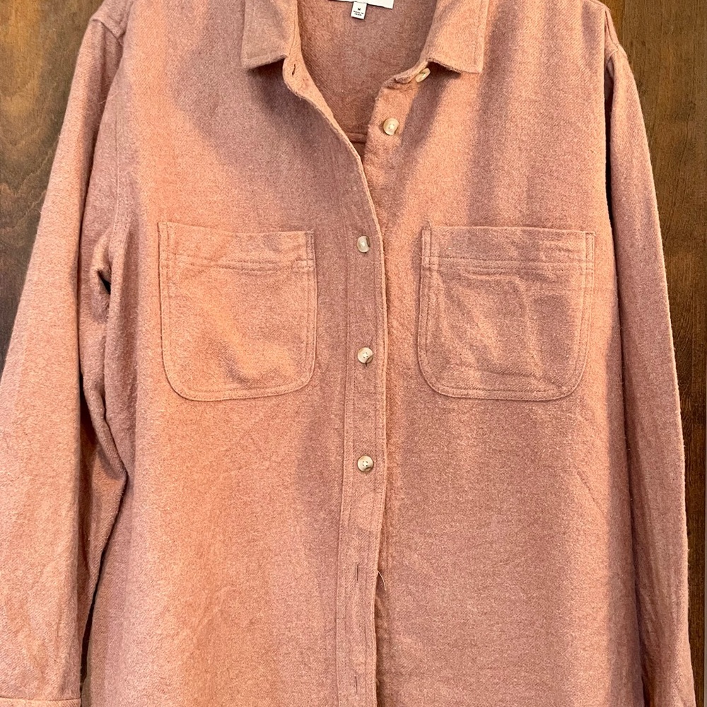Madewell Women's Cozy Flannel Button Down Shirt- Mauve color